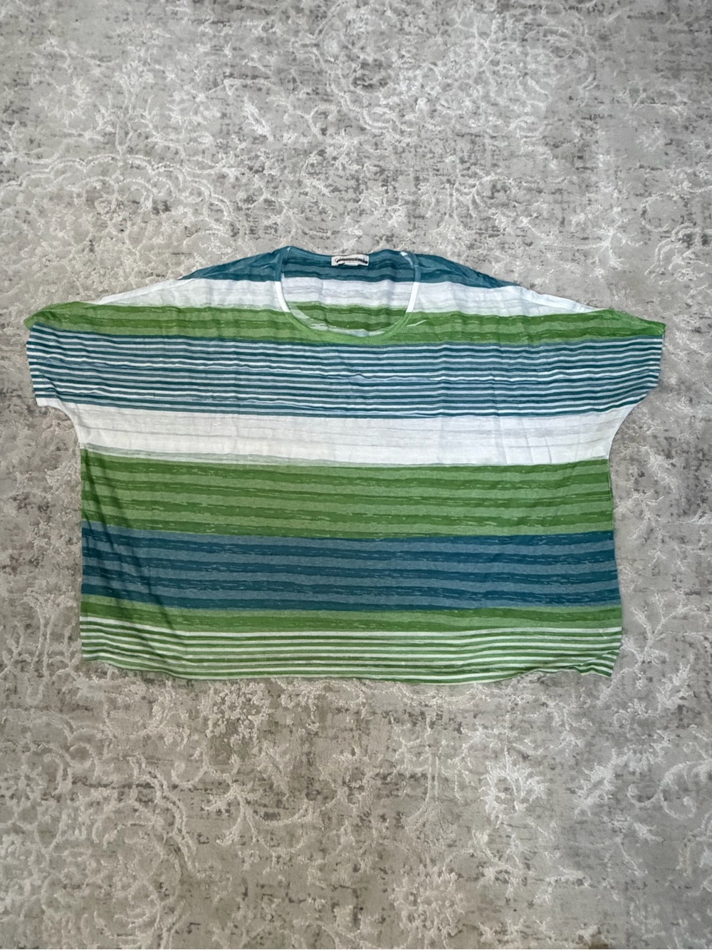 Coldwater Creek women’s Striped Short-Sleeve top in Green & Blue